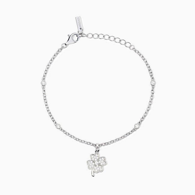 Mabina | Bracciale in argento con catena e quadrifoglio Buona Fortuna | 533890