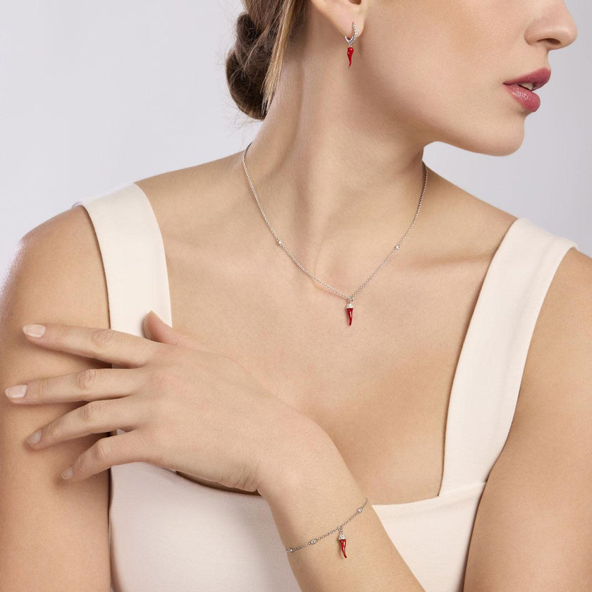 Mabina | Bracciale in argento con cornetto smaltato Over the Luck | 533894