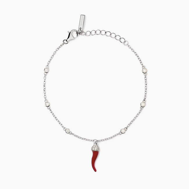 Mabina | Bracciale in argento con cornetto smaltato Over the Luck | 533894