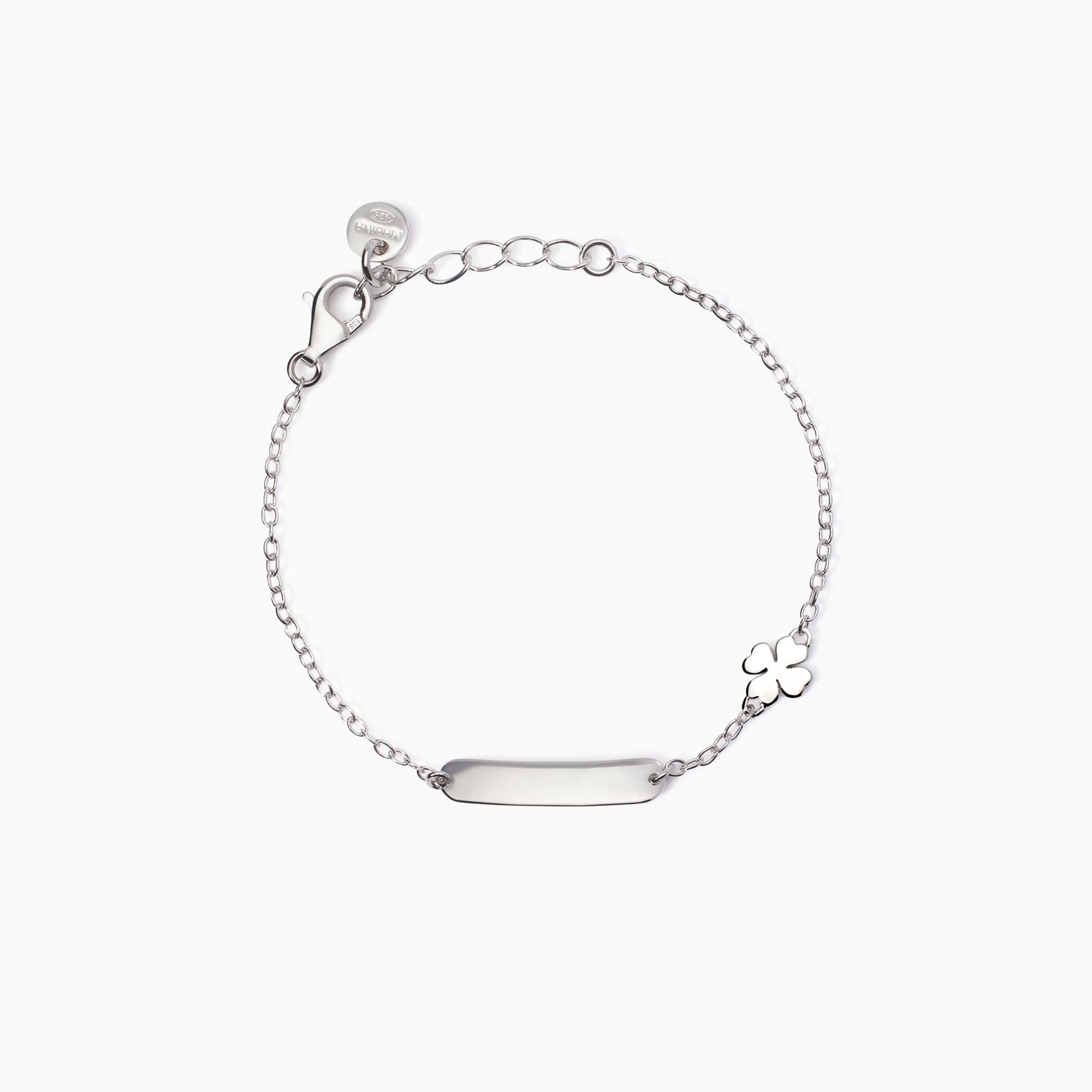 Mabina Baby | Bracciale con quadrifoglio e targhetta incidibile Lucky-Tag | 533911