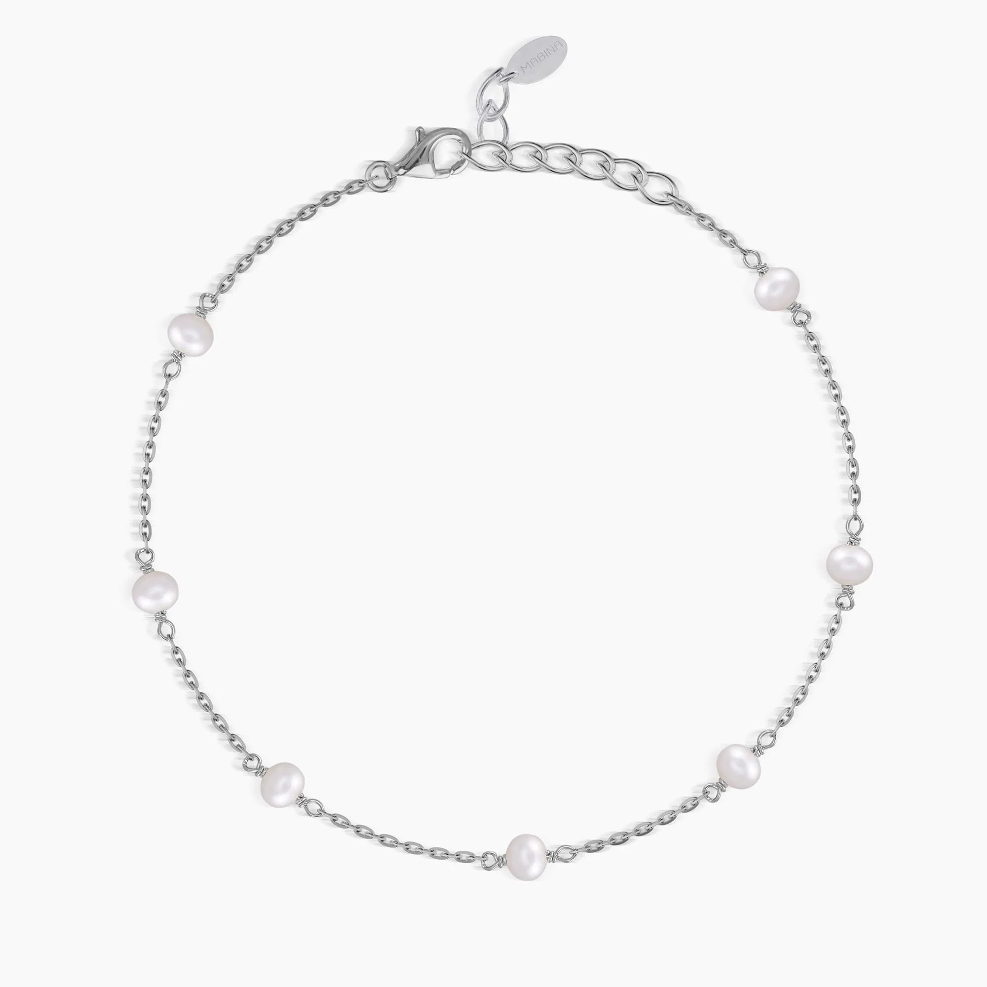 Mabina | Cavigliera regolabile in argento con perle coltivate DUCHESSA | 533385
