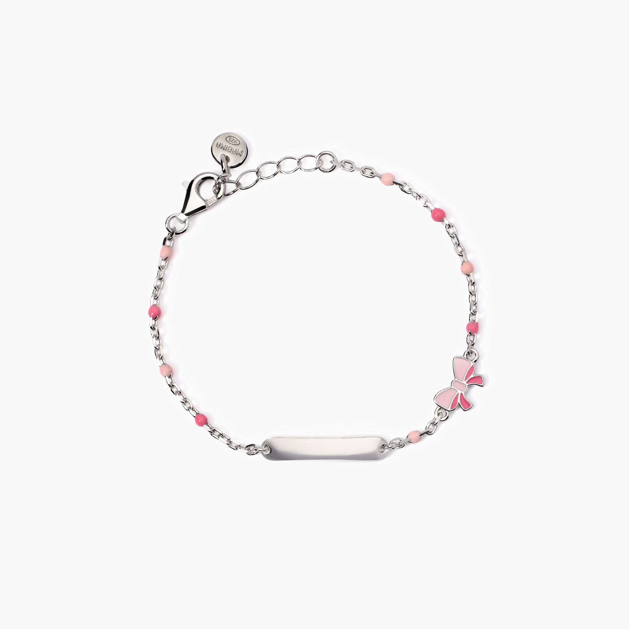 Mabina Baby | Bracciale con fiocchetto e targhetta incidibile Pink Lady-Tag | 533926