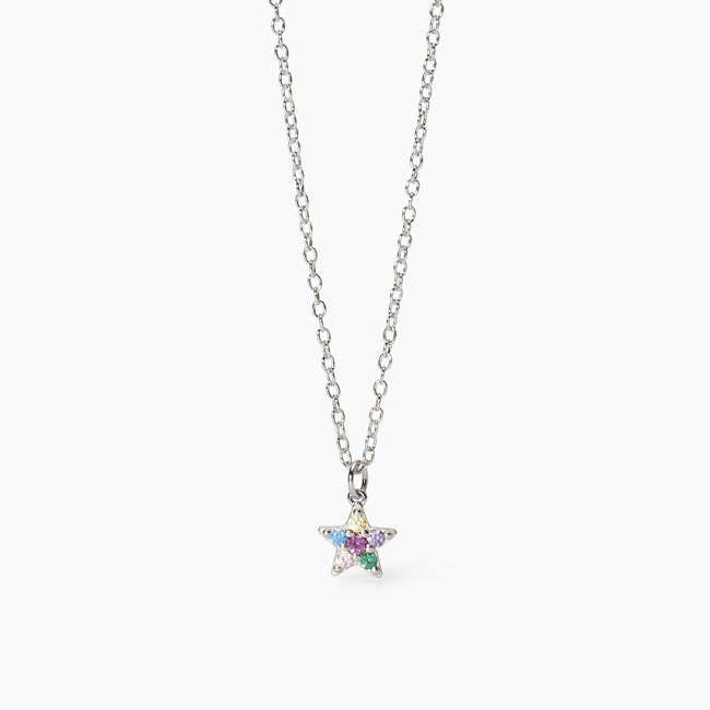 Mabina Junior | Girocollo da bimba in argento con stella e zirconi multicolor ETOILE | 553770