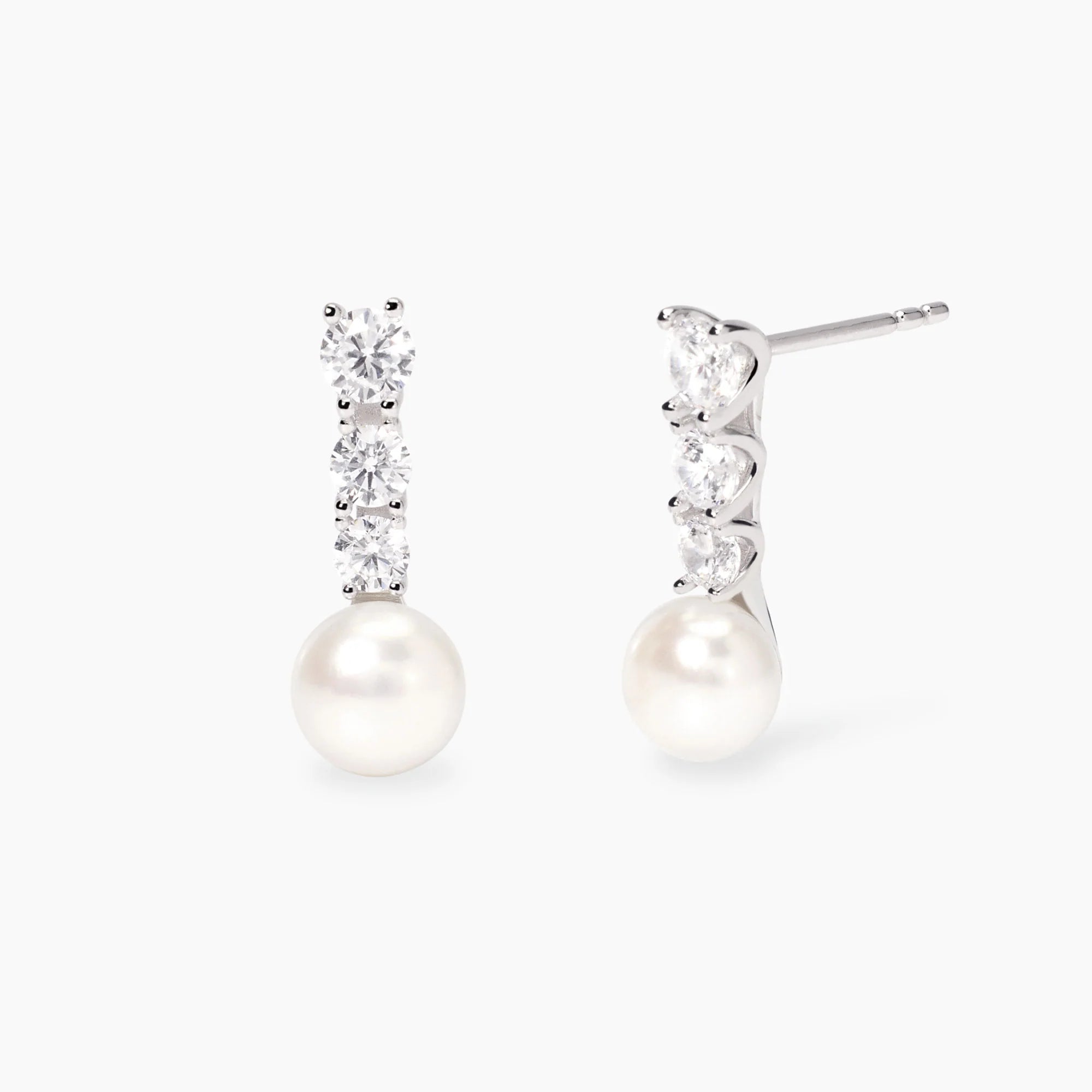 Mabina | Orecchini pendenti in argento con zirconi e perle coltivate JULIETTE | 563926