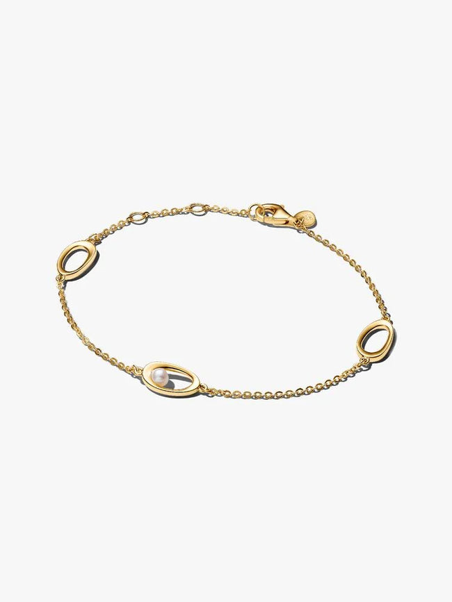 PANDORA ESSENCE | Bracciale Ovali Linea Sinuosa e Perla D'Acqua Dolce Coltivata | 564677C01-18
