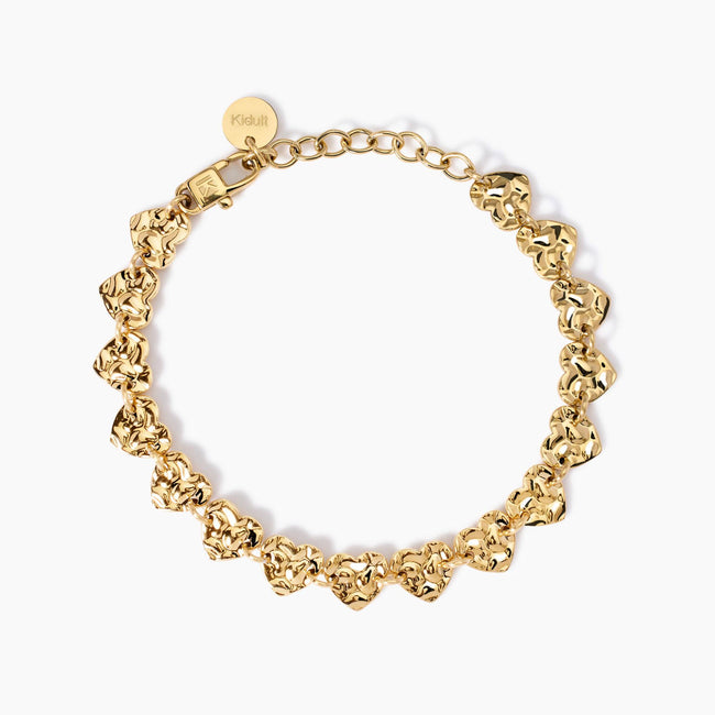 Kidult Style | Bracciale dorato con cuori effetto martellato | 831009