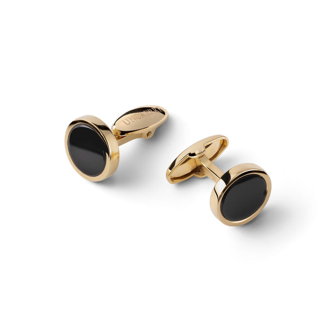 UNOAERRE | Gemelli in argento dorato e onice nera | 6607