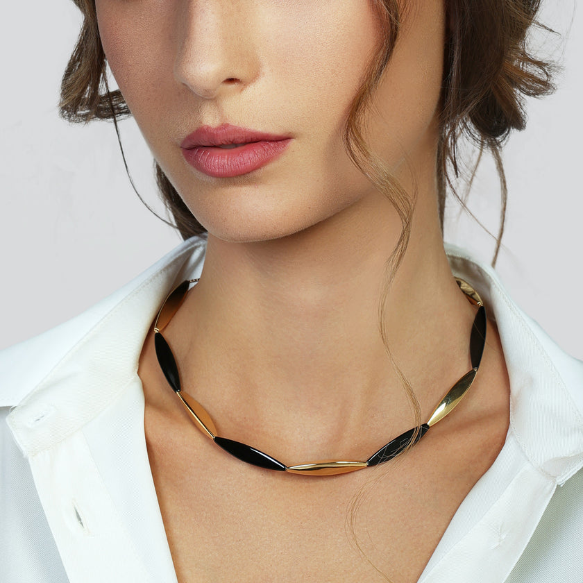 UNOAERRE | Collana Aria con elementi neri | 6655