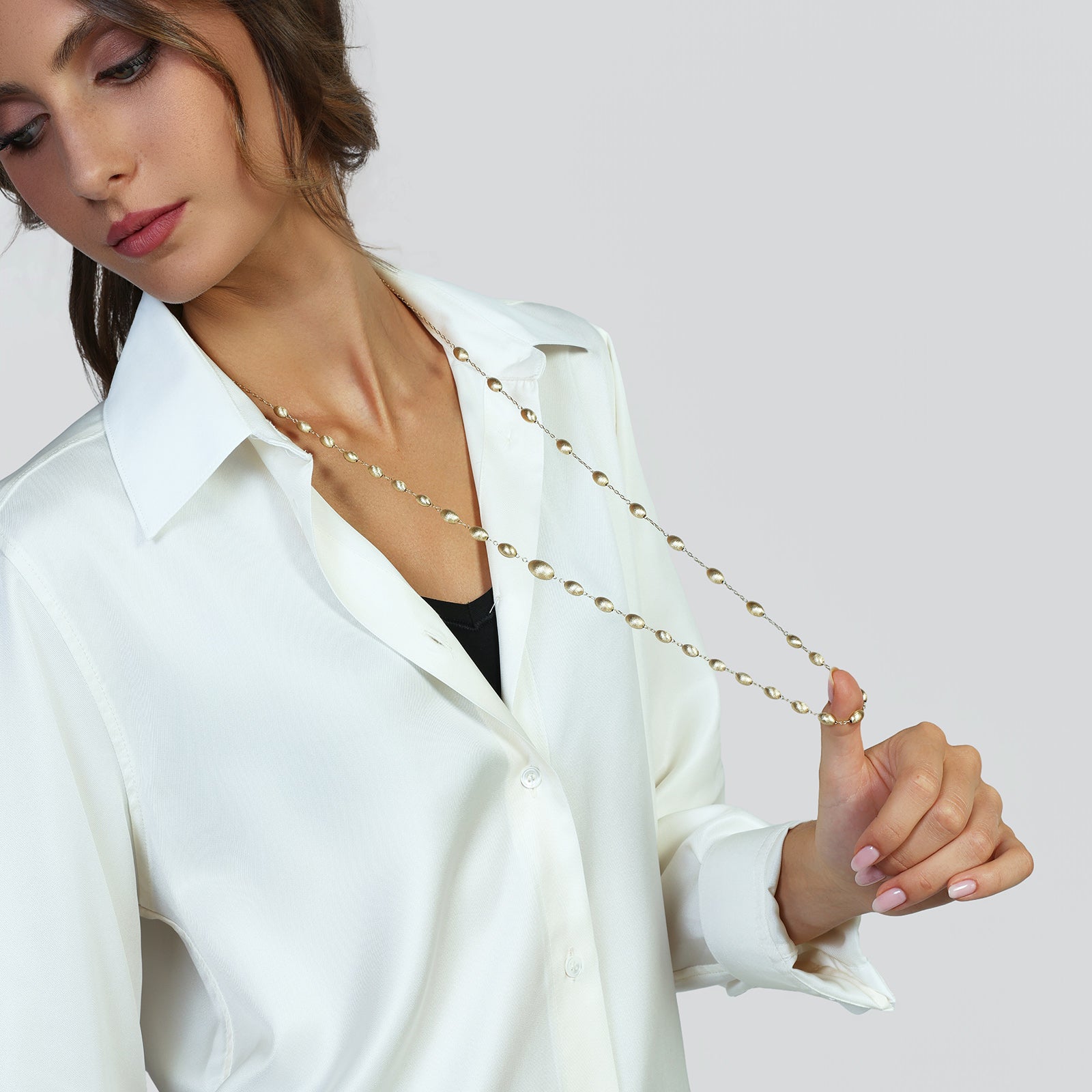 UNOAERRE | Collana lunga in argento dorato satinato | 6658