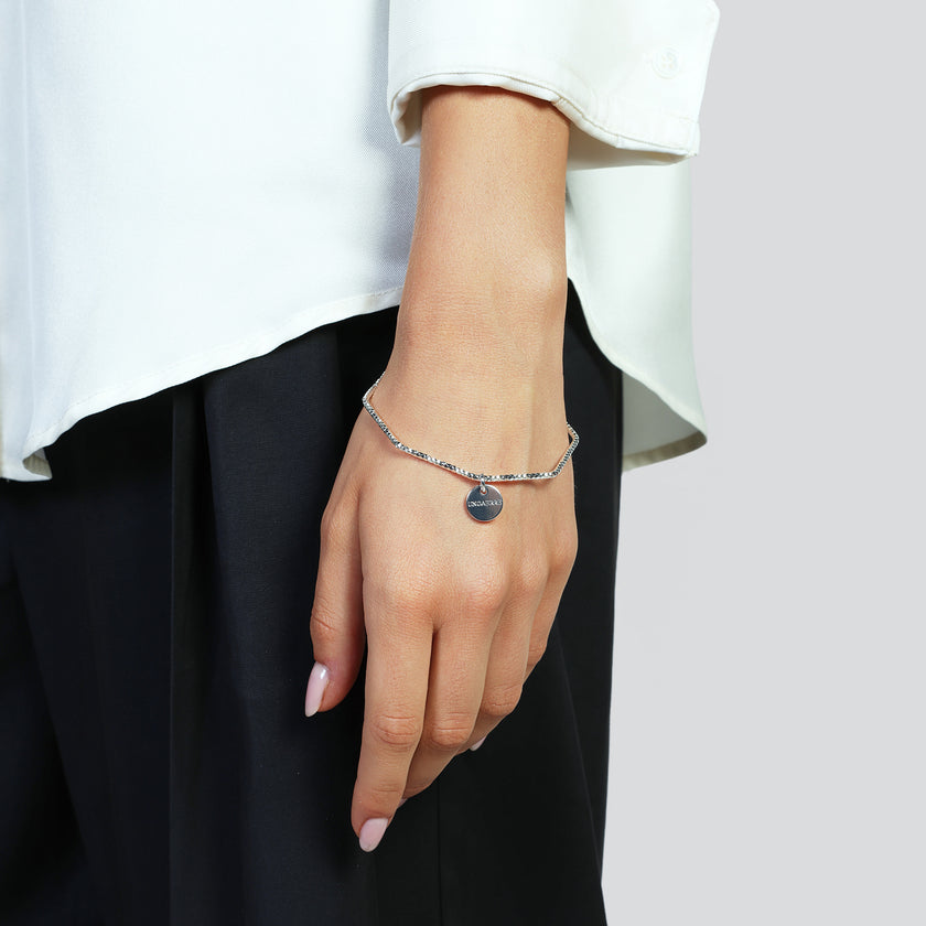 UNOAERRE | Bracciale rigido argentato diamantato | 2741