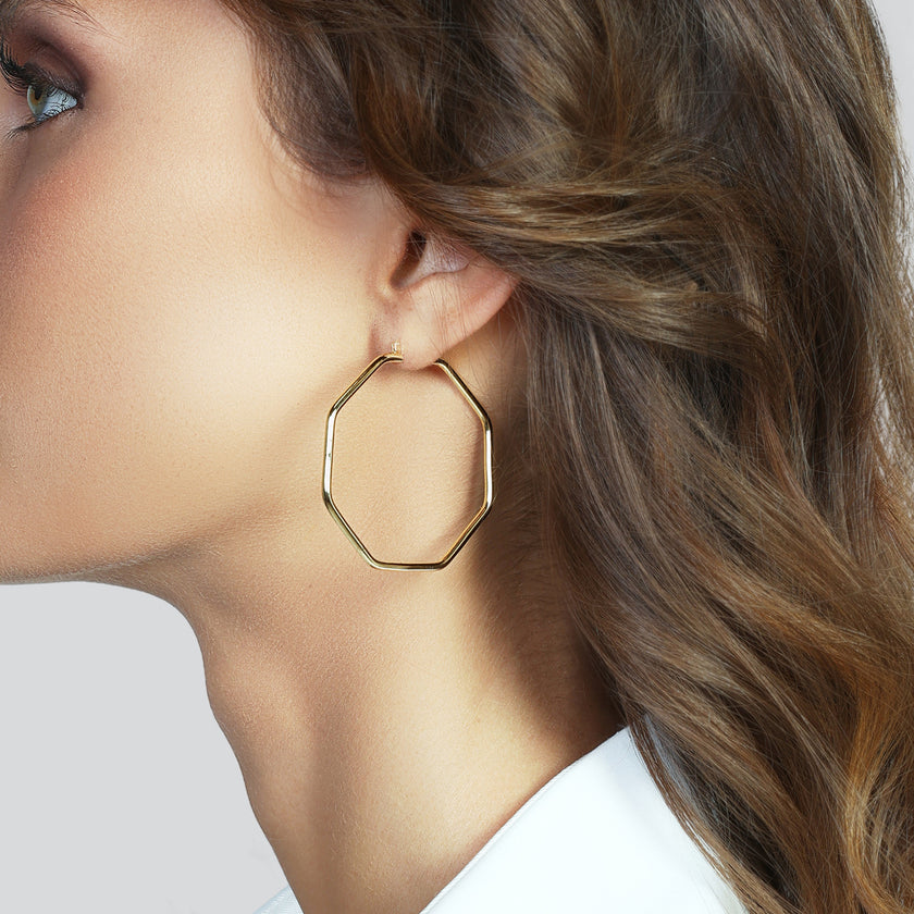 UNOAERRE | Orecchini a cerchio ottagonale dorati | 2754