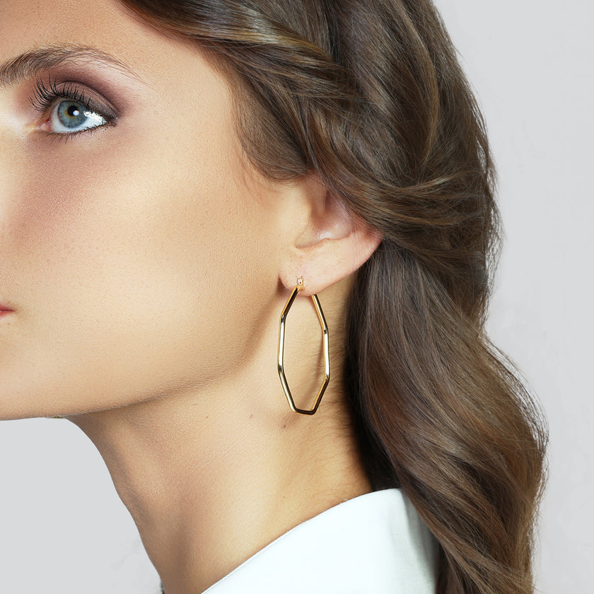 UNOAERRE | Orecchini a cerchio ottagonale dorati | 2754