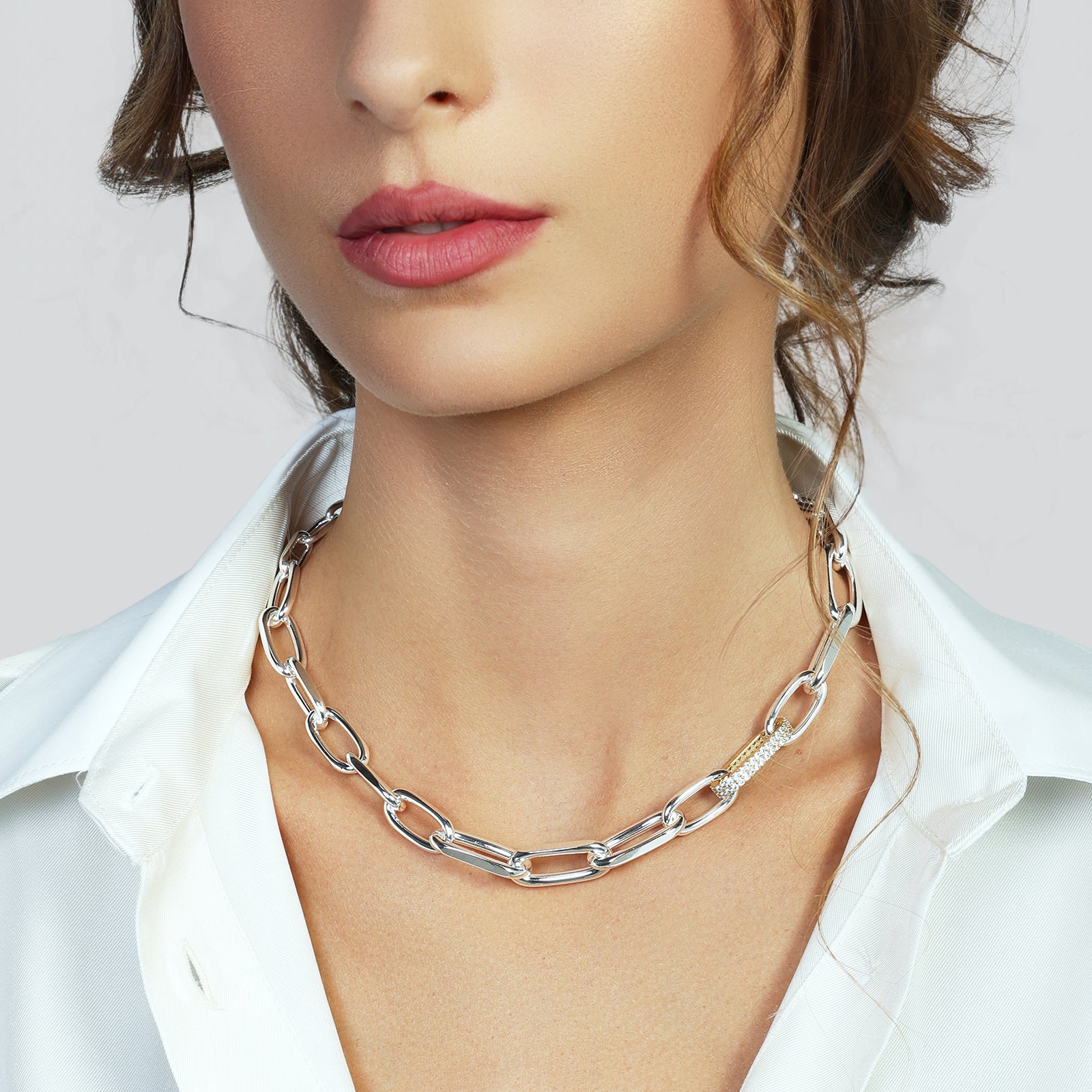 UNOAERRE | Collana bicolore con maglia in zirconi | 2780
