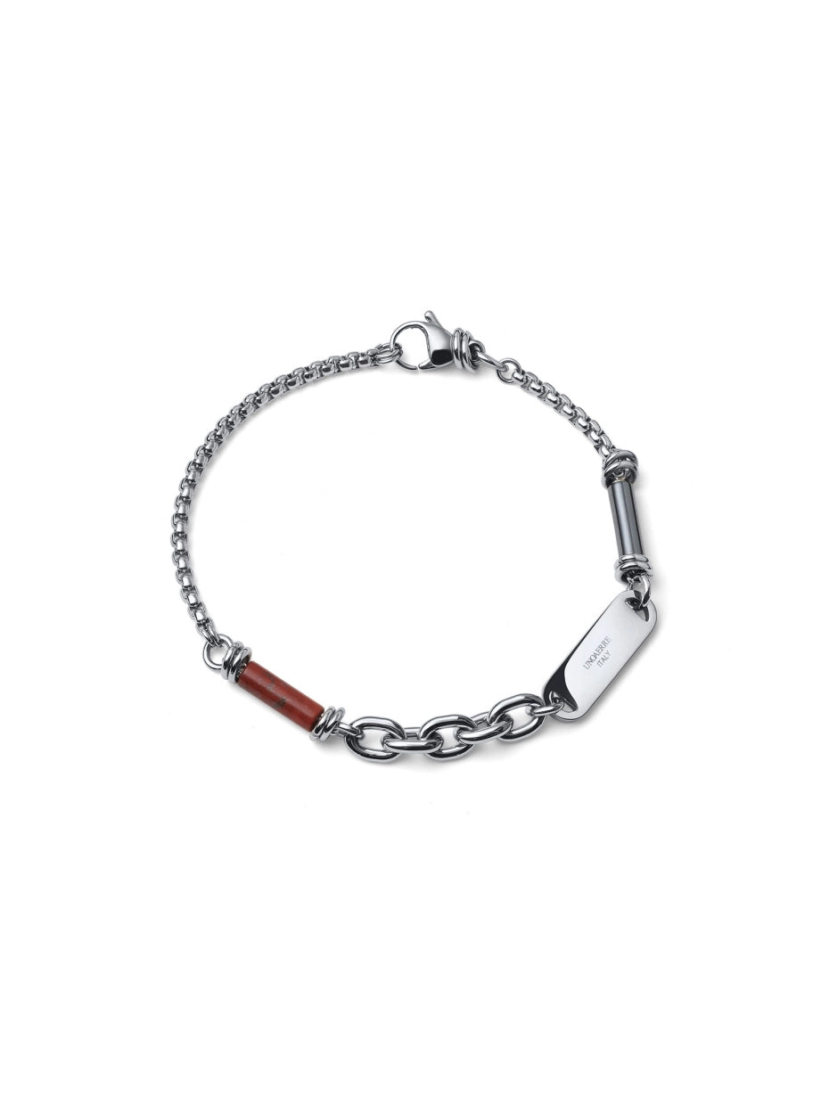 UNOAERRE UOMO | Bracciale in acciaio Aeternum con Diaspro ed Ematite | 4302