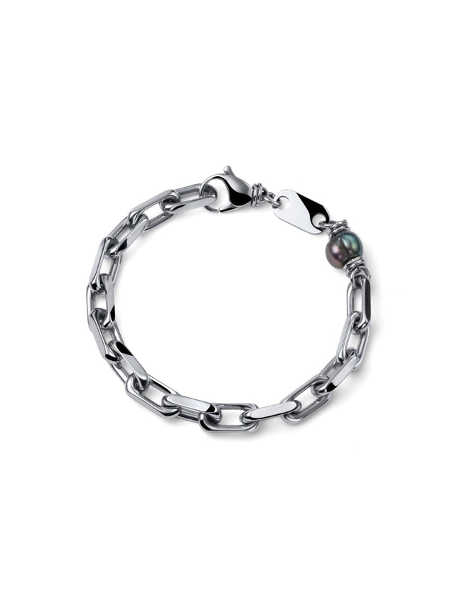 UNOAERRE UOMO | Bracciale in acciaio Aeternum Forzatina con Perla Nera | 4306