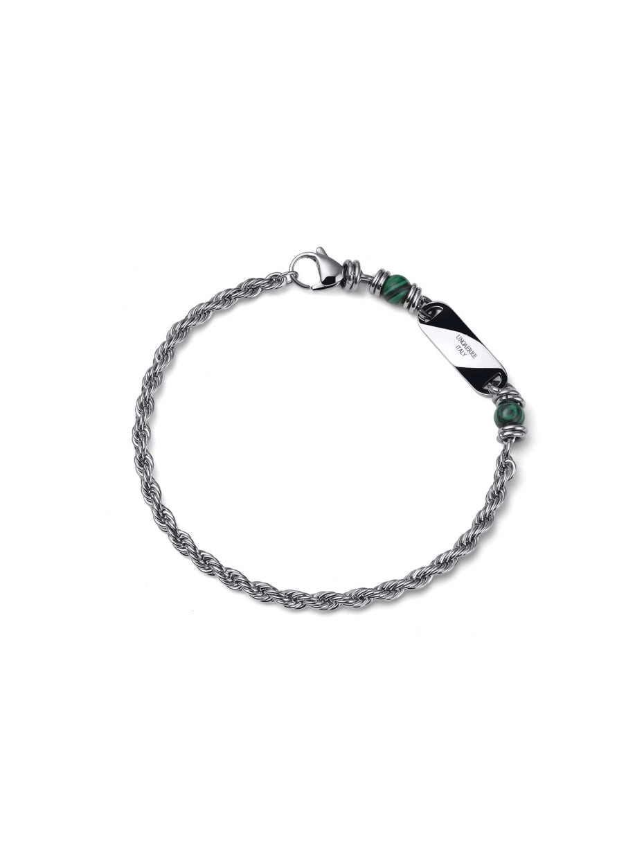 UNOAERRE UOMO | Bracciale in acciaio Aeternum Corda con Malachite | 4313