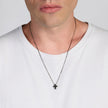UNOAERRE UOMO | Collana in Argento Brunito con Croce e Pavé Nero | 6831