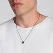 UNOAERRE UOMO | Collana in Argento Brunito con Croce e Pavé Nero | 6831