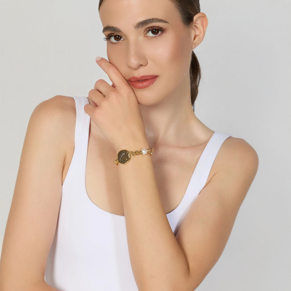 UNOAERRE | Bracciale Dorato con Medaglia Greca | 2876