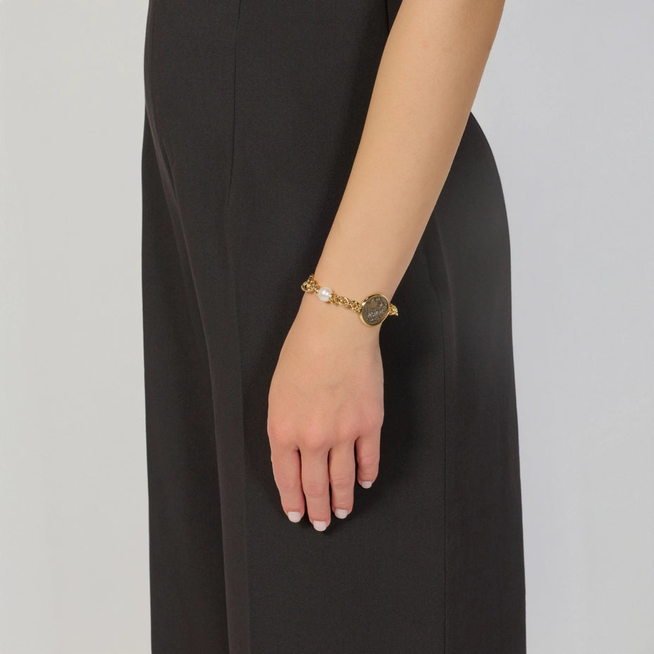 UNOAERRE | Bracciale Dorato con Medaglia Greca | 2876