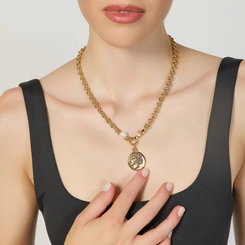 UNOAERRE | Collana Dorata con Medaglia Greca | 2880