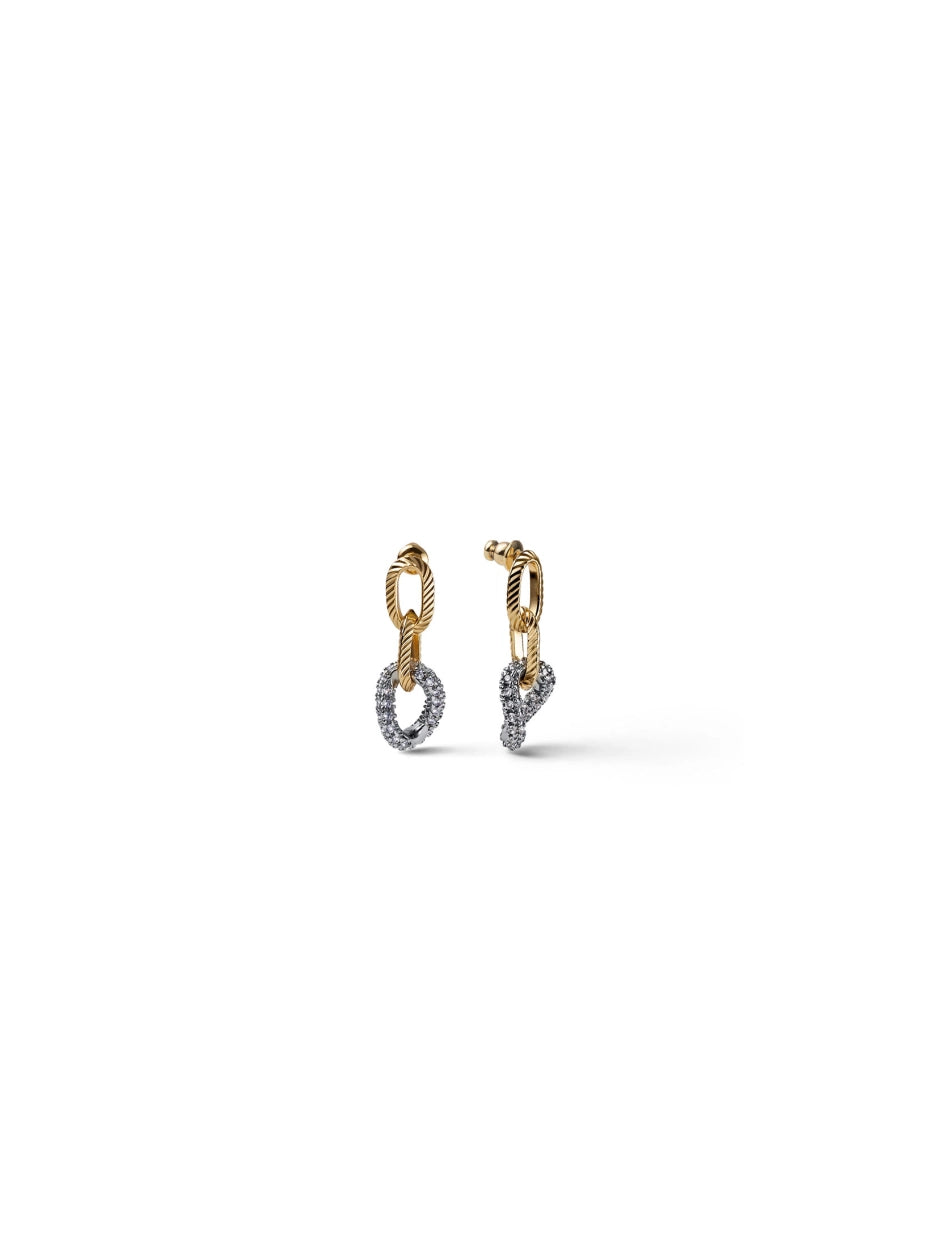 UNOAERRE | Orecchini Catena Bicolore con Zirconi | 2927