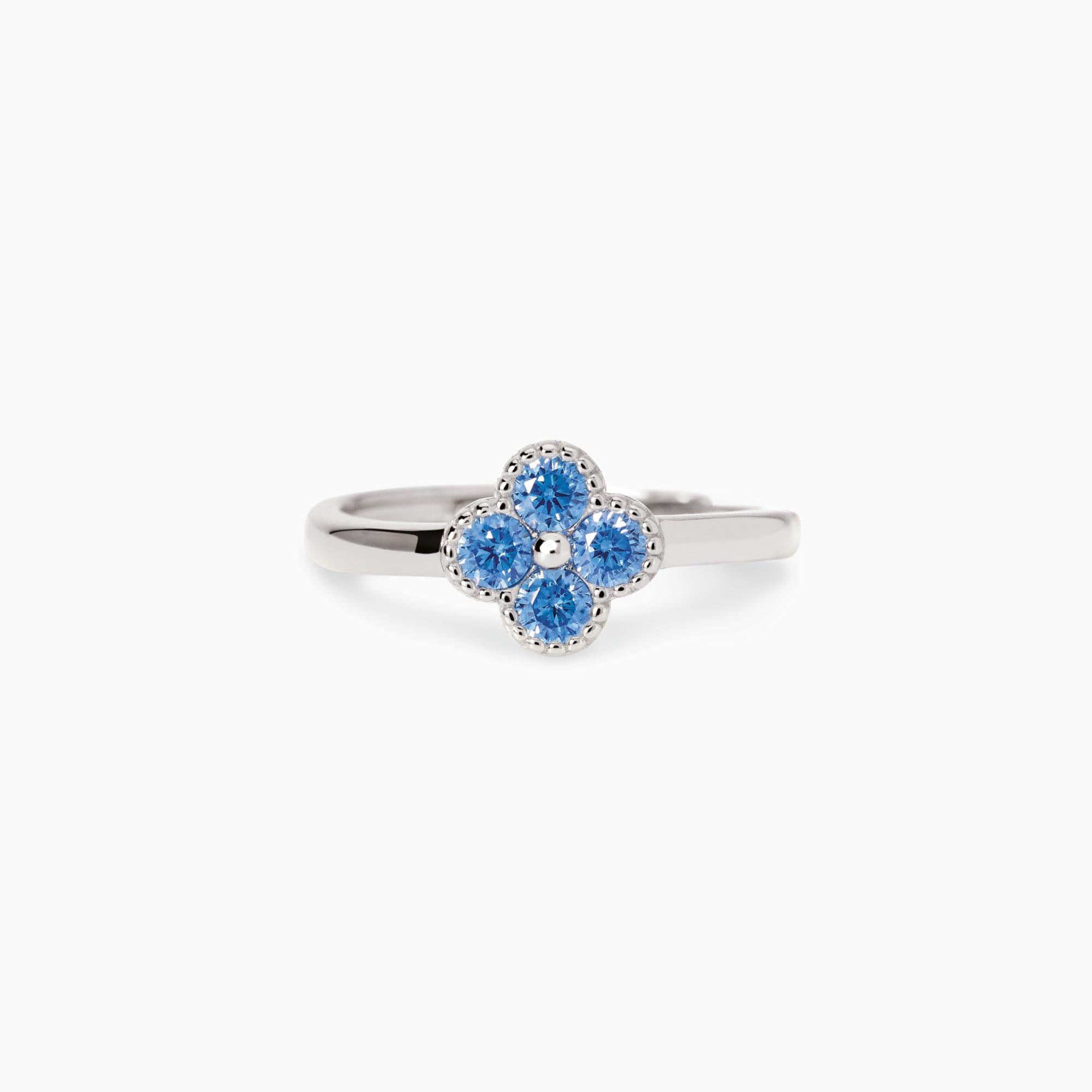 Mabina | Anello con fiore azzurro Jasmine | 523455