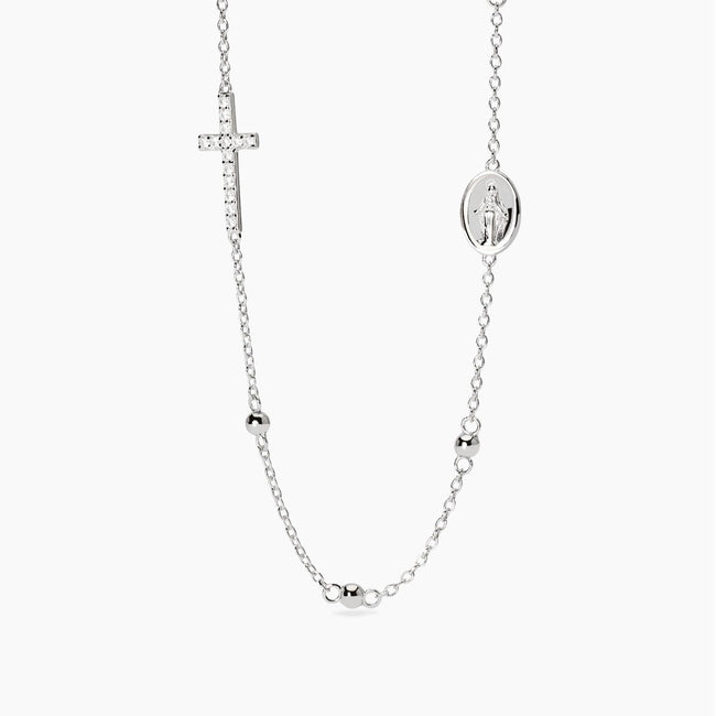 Mabina | Girocollo in argento con croce e Madonnina Rosario | 553781