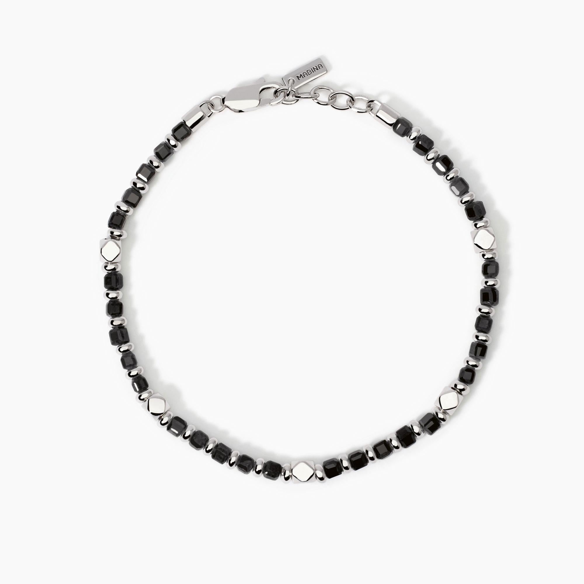 Mabina | Bracciale da uomo in argento e agata nera California | 534004