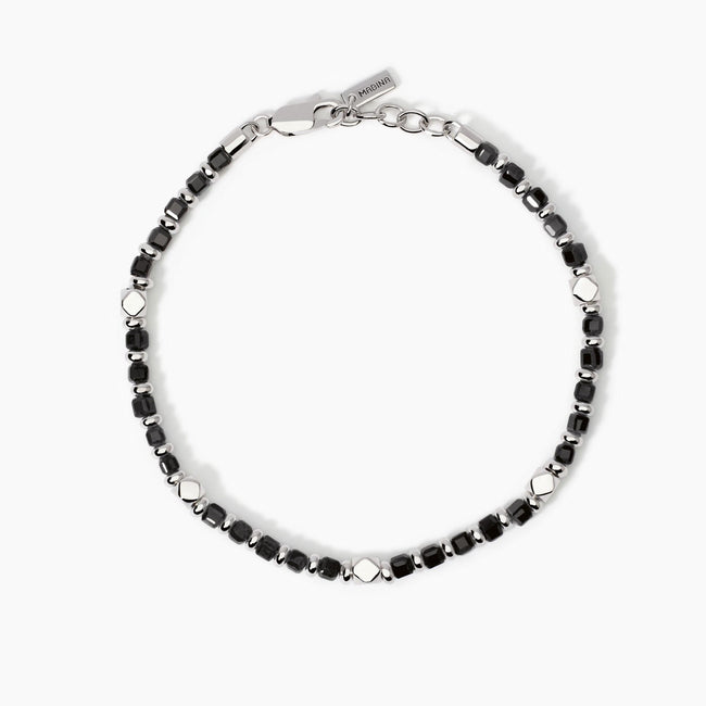 Mabina | Bracciale da uomo in argento e agata nera California | 534004
