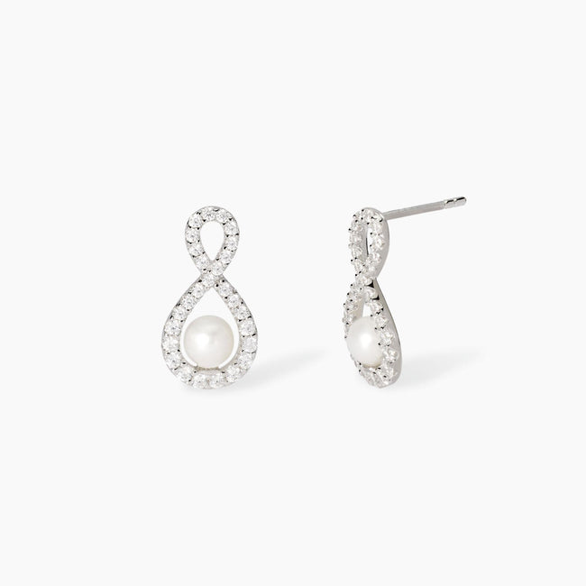 Mabina | Orecchini con infinito in zirconi e perle coltivate Endless | 563855