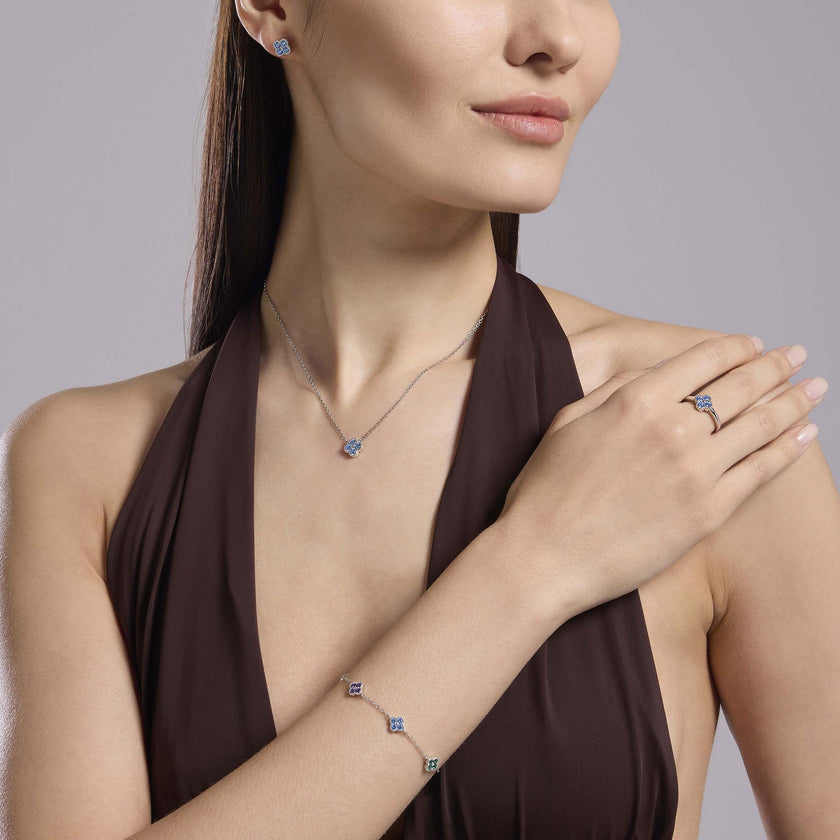 Mabina | Orecchini con fiore azzurro Jasmine | 563872