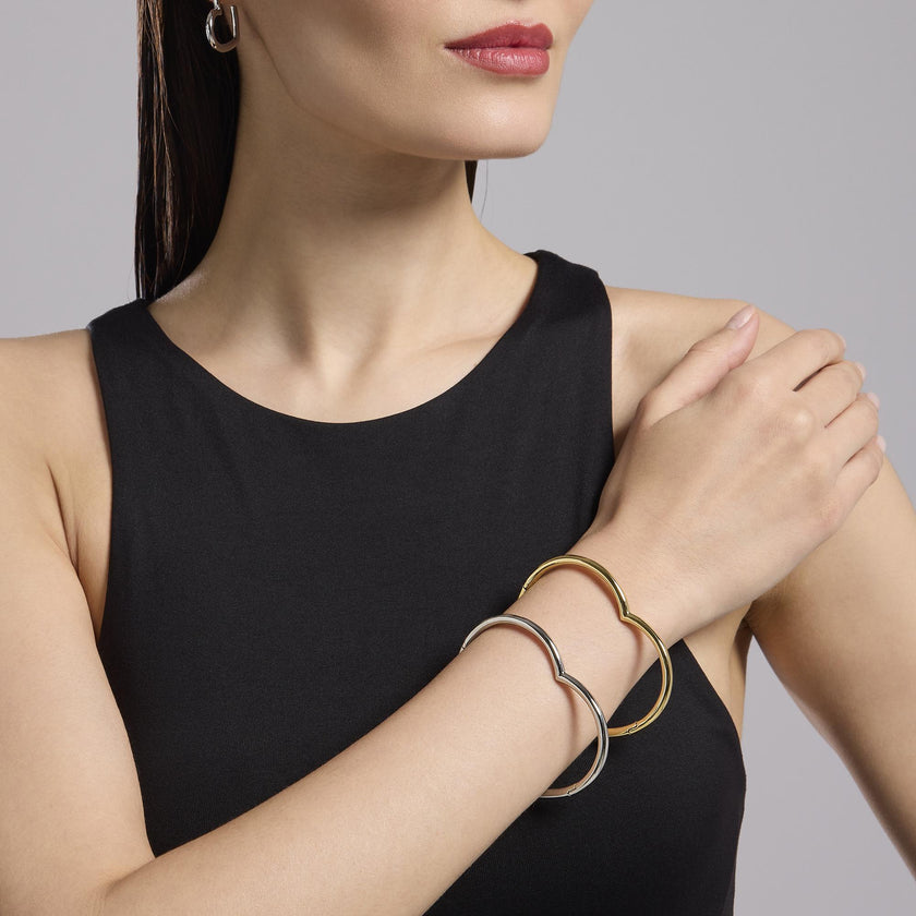 Kidult Style | Bracciale rigido a cuore in acciaio dorato | 831050