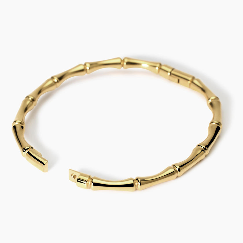 Kidult Style | Bracciale rigido effetto bambù in acciaio dorato | 831060