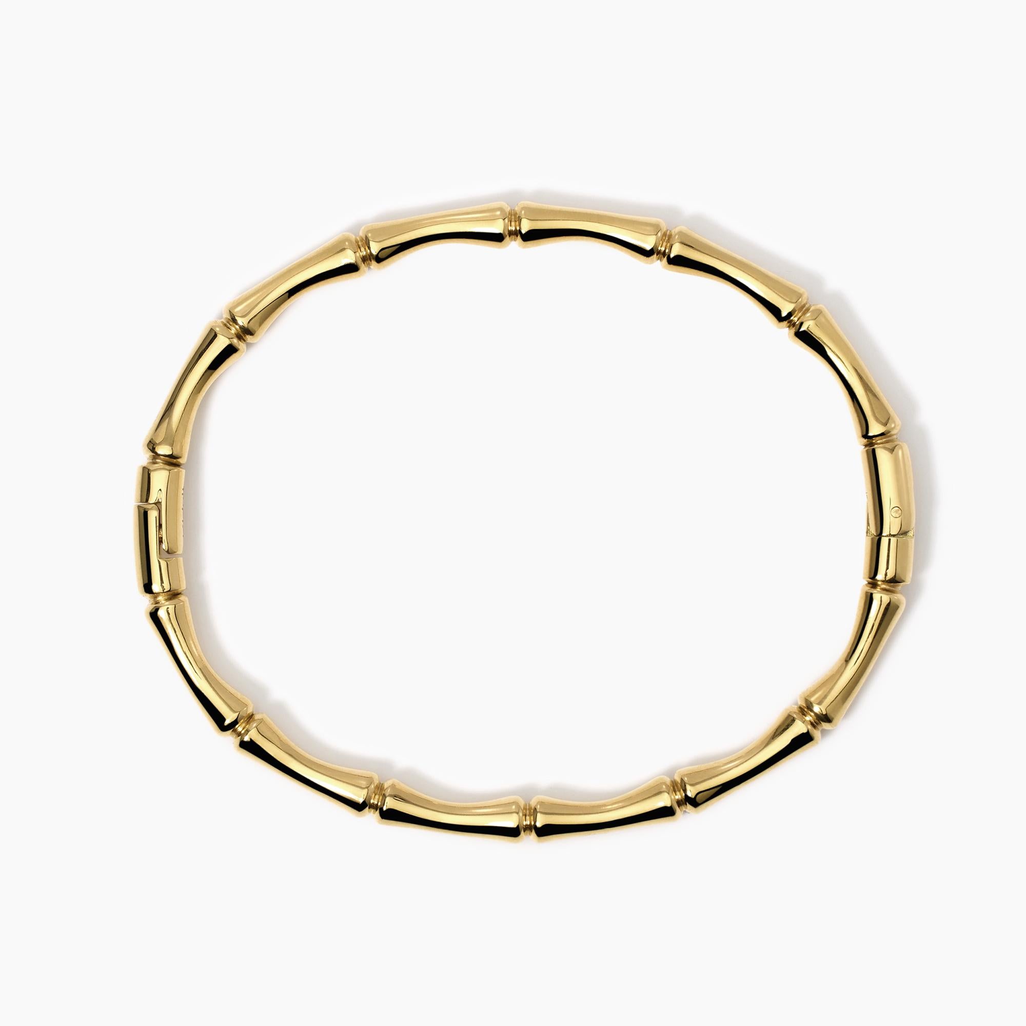 Kidult Style | Bracciale rigido effetto bambù in acciaio dorato | 831060