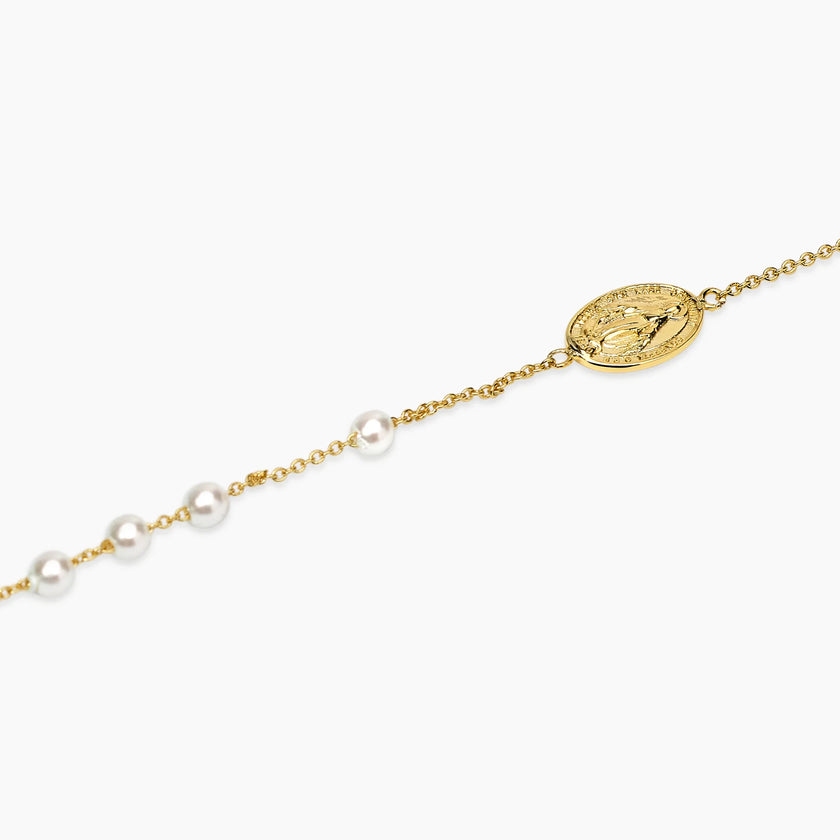 Mabina | Bracciale in bronzo e argento dorato con Madonnina e croce ROSARIO | 636163