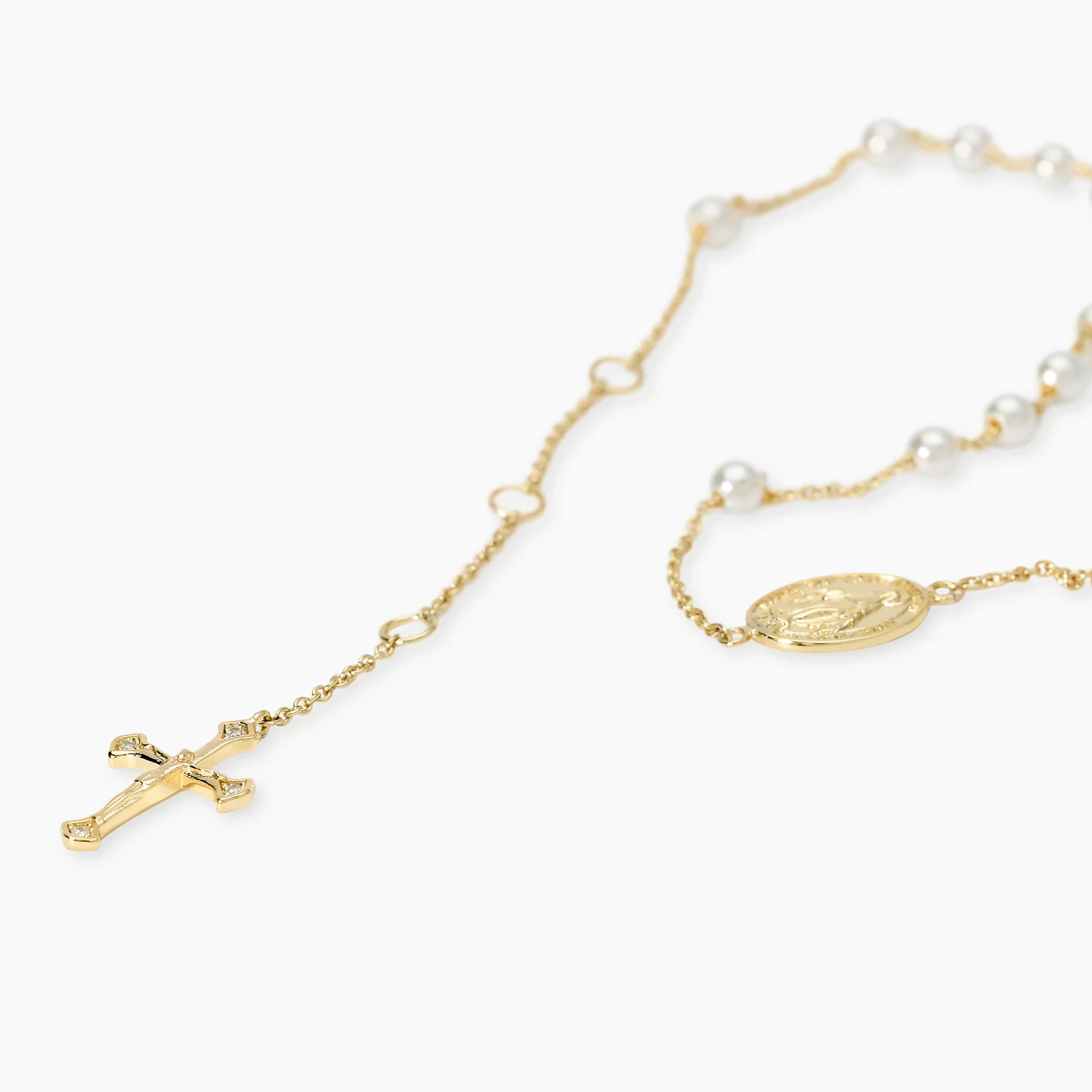 Mabina | Bracciale in bronzo e argento dorato con Madonnina e croce ROSARIO | 636163