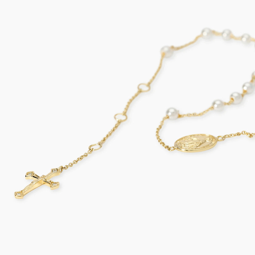 Mabina | Bracciale in bronzo e argento dorato con Madonnina e croce ROSARIO | 636163