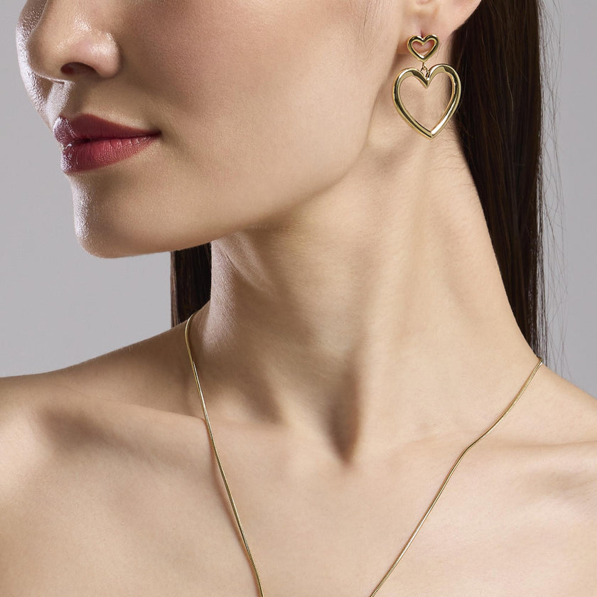 Kidult Style | Orecchini in acciaio dorato con cuori | 861031