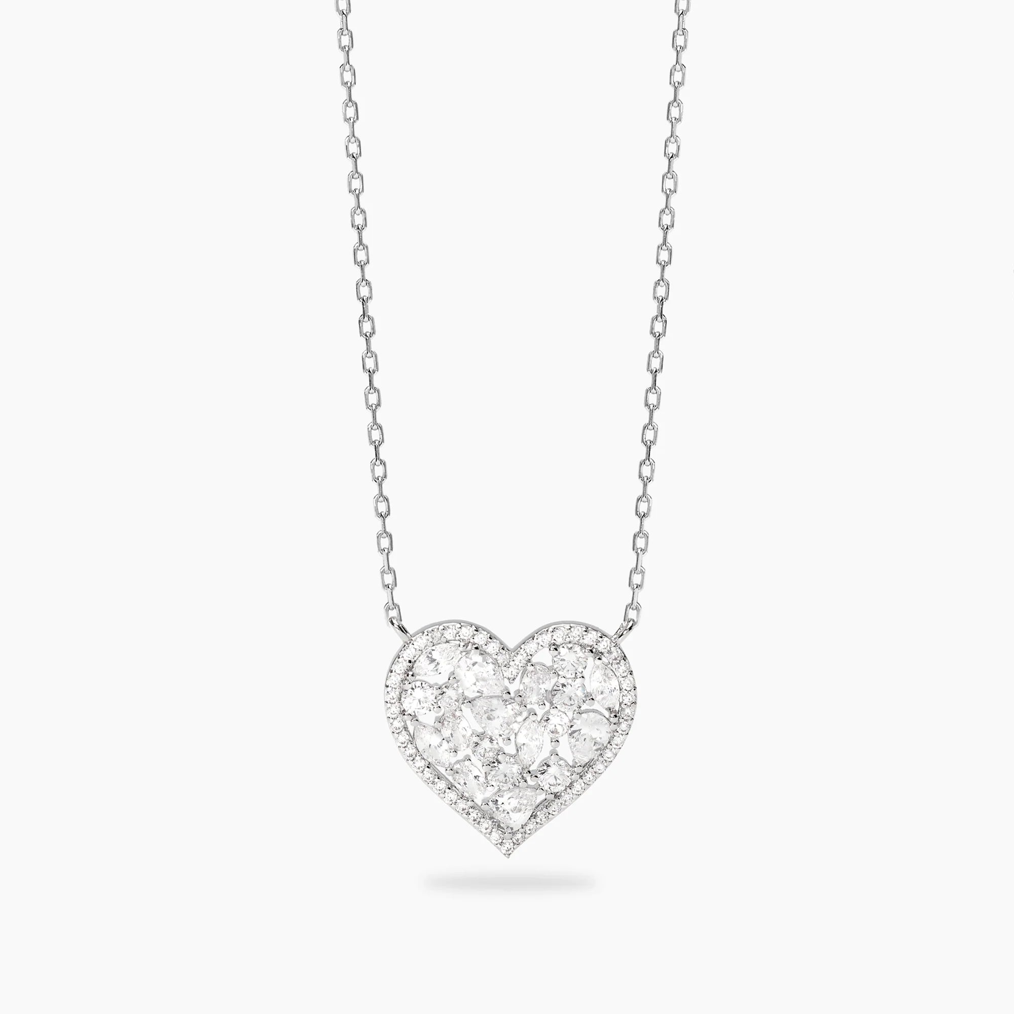 Mabina | Girocollo in bronzo e argento con pendente cuore in zirconi TI VOGLIO | 656129