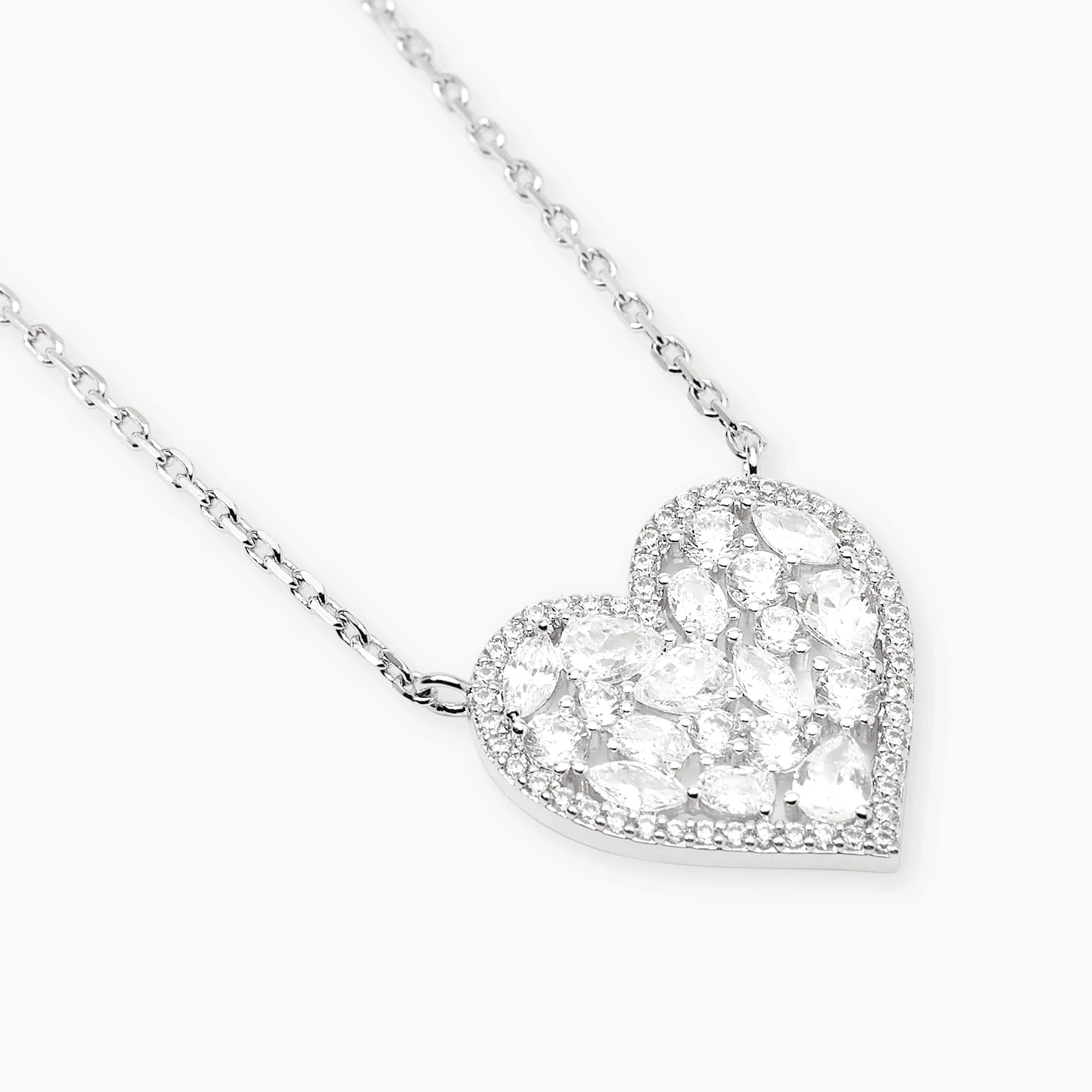 Mabina | Girocollo in bronzo e argento con pendente cuore in zirconi TI VOGLIO | 656129