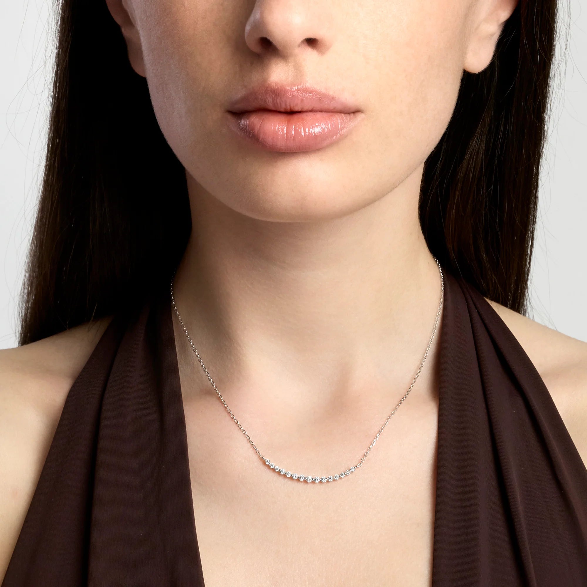 Mabina | Girocollo in bronzo e argento con punti luce in zirconi ORIZZONTE | 656154