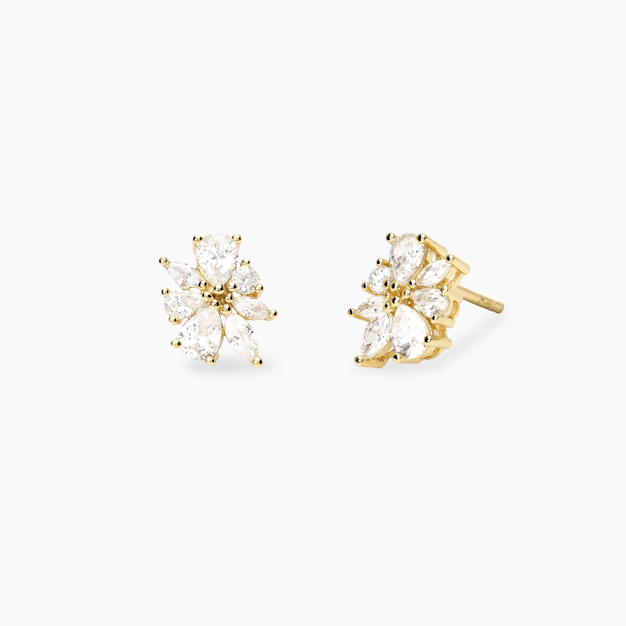Mabina | Orecchini a lobo in bronzo e argento dorato con zirconi FIOR DI STELLE | 666193
