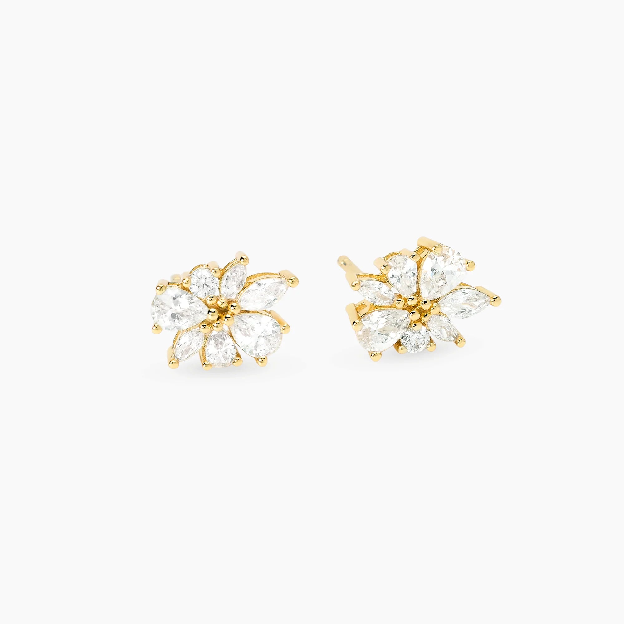 Mabina | Orecchini a lobo in bronzo e argento dorato con zirconi FIOR DI STELLE | 666193