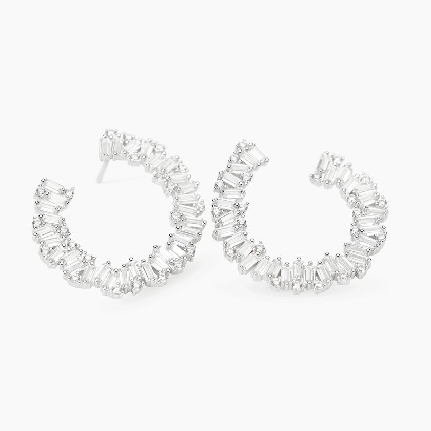 Mabina | Orecchini semicerchio in bronzo e argento con zirconi GHIRLANDA | 666200