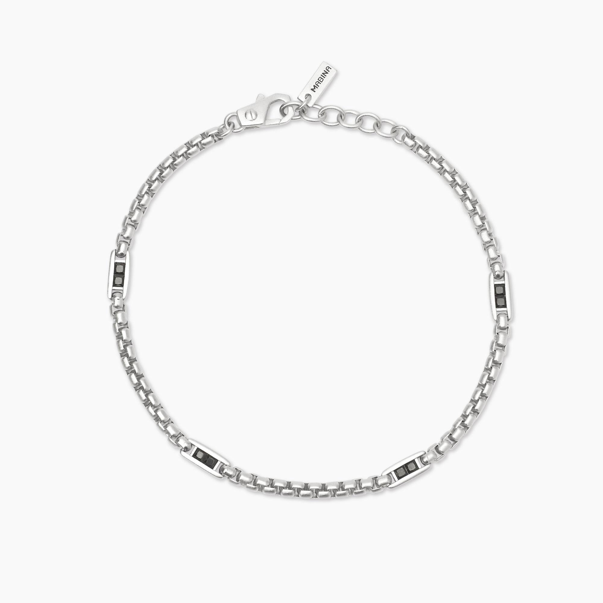 Mabina | Bracciale con catena veneta e inserti neri Race | 534084