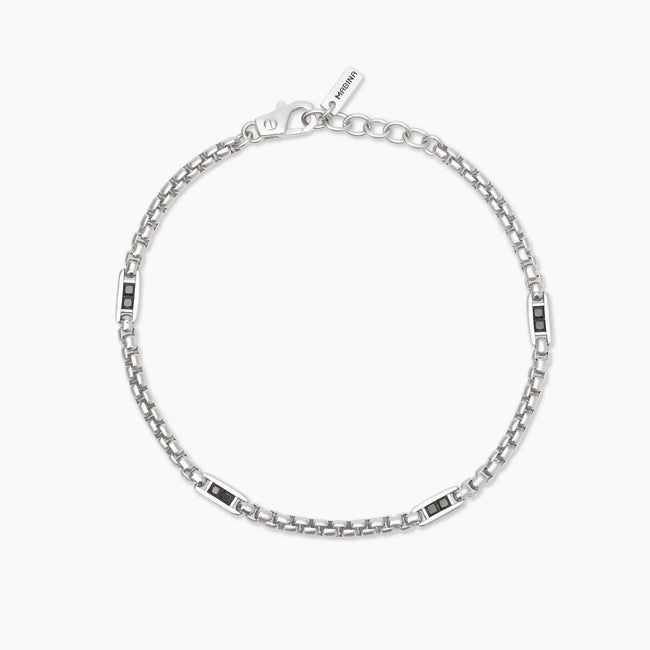 Mabina | Bracciale con catena veneta e inserti neri Race | 534084