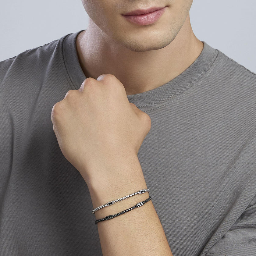 Mabina | Bracciale con catena veneta e zirconi neri Race | 534085