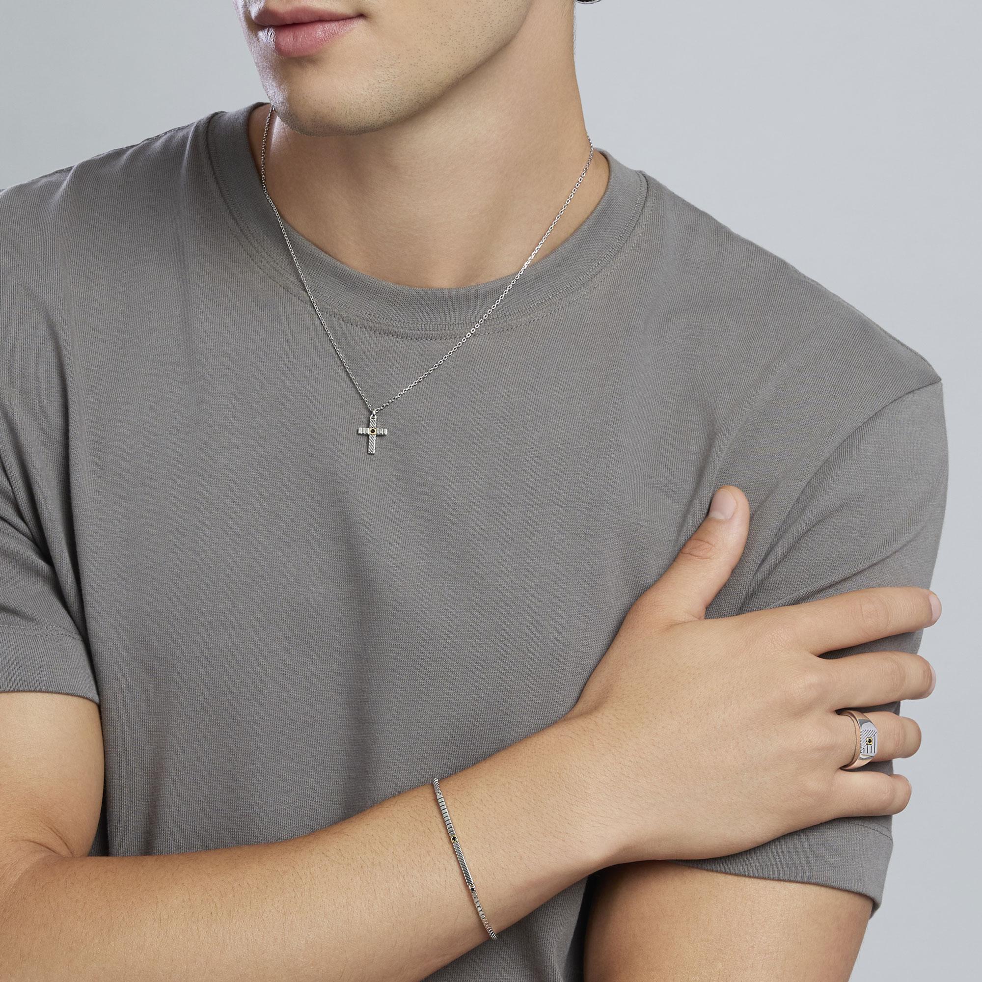 Mabina | Bracciale con catena veneta e piastra Geometrico | 534086