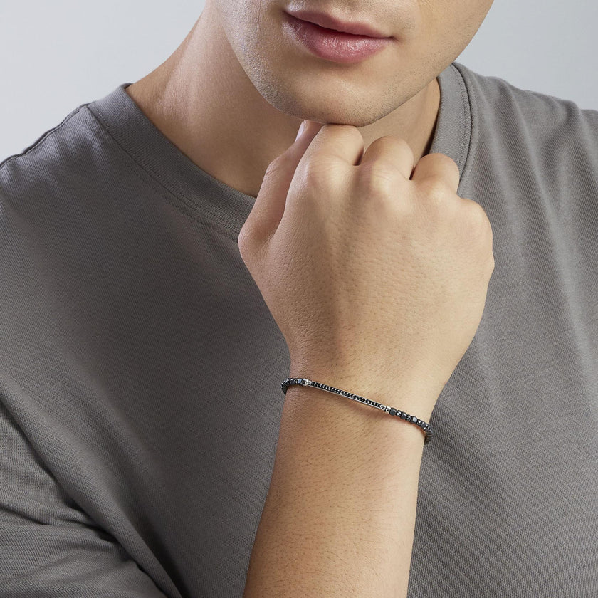 Mabina | Braciale con ematite grigia e piastra in zirconi Black Rock | 534090
